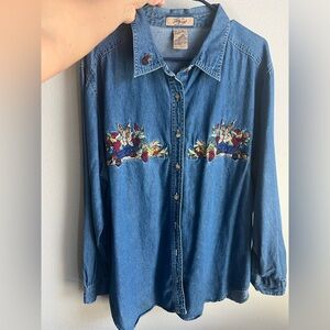 Just My Size Denim Shirt with Embroidery